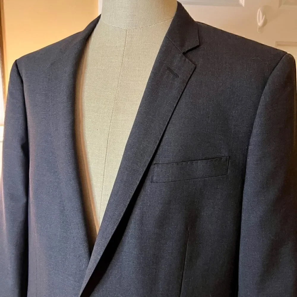 EUC Men's J.Crew Ludlow Super 120's Loro Piana Wool Gray Blazer Jacket 44R 44 R